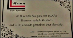 Hann Cafe-Restaurant Açılıyor