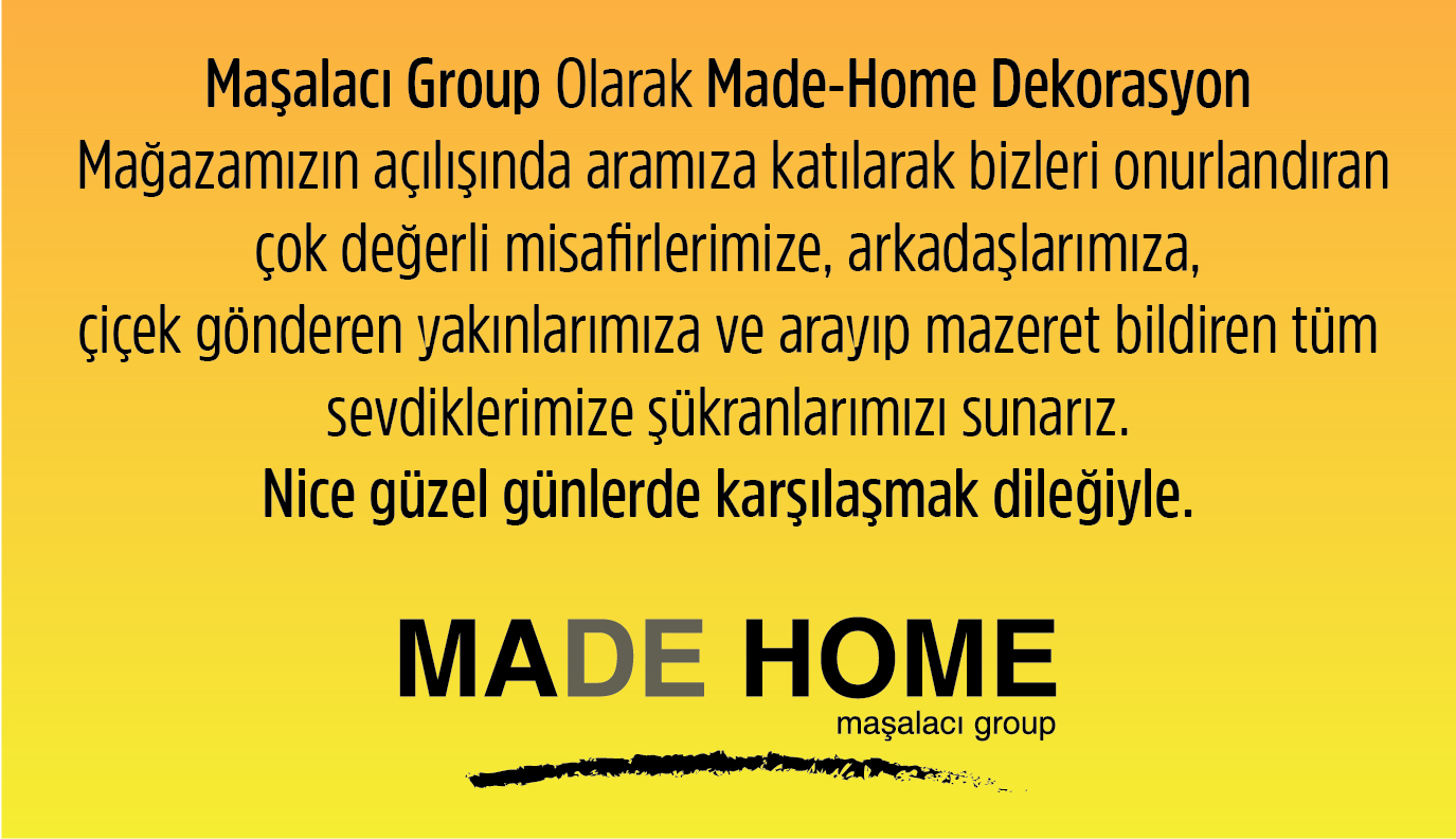Made-Home Dekorasyon Teşekkür Mesajı