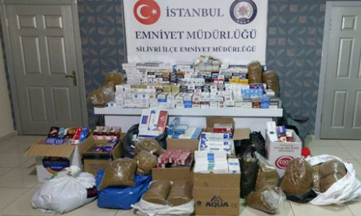 Silivri’de kaçak sigara ve tütün operasyonu