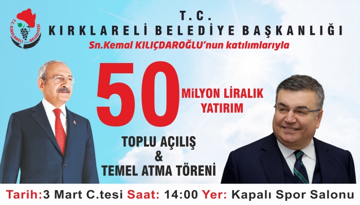 Kırklareli’nde Toplu Açılış
