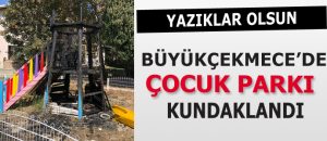 Çocukların parkını hunharca yaktılar