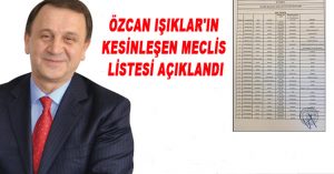 ÖZCAN IŞIKLAR’IN KESİNLEŞEN LİSTESİ