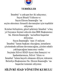 Silivri,SİAD’dan, İmamoğlu mesajı