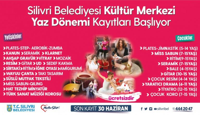KÜLTÜR MERKEZİ ÜCRETSİZ YAZ DÖNEMİ KURS KAYITLARI BAŞLADI