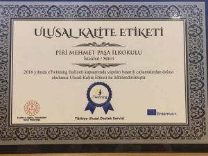 Piri Mehmet Paşa İlk Okulu’na Ulusal Kalite Etiketi