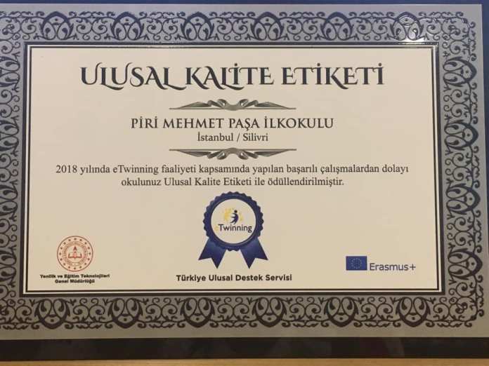 Piri Mehmet Paşa İlk Okulu’na Ulusal Kalite Etiketi