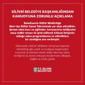 Silivri Belediyesi Etkinlikleri iptal etti