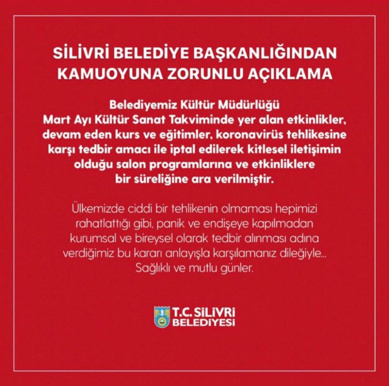 Silivri Belediyesi Etkinlikleri iptal etti