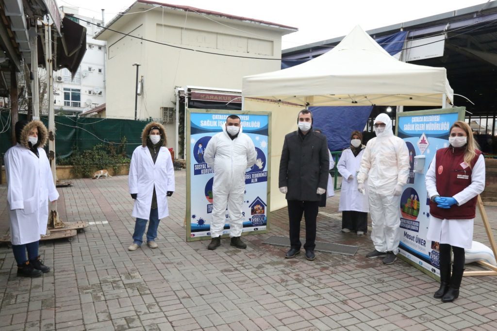 ÇATALCA’DA, PAZARDA SIKI KORONA TEDBİRLERİ