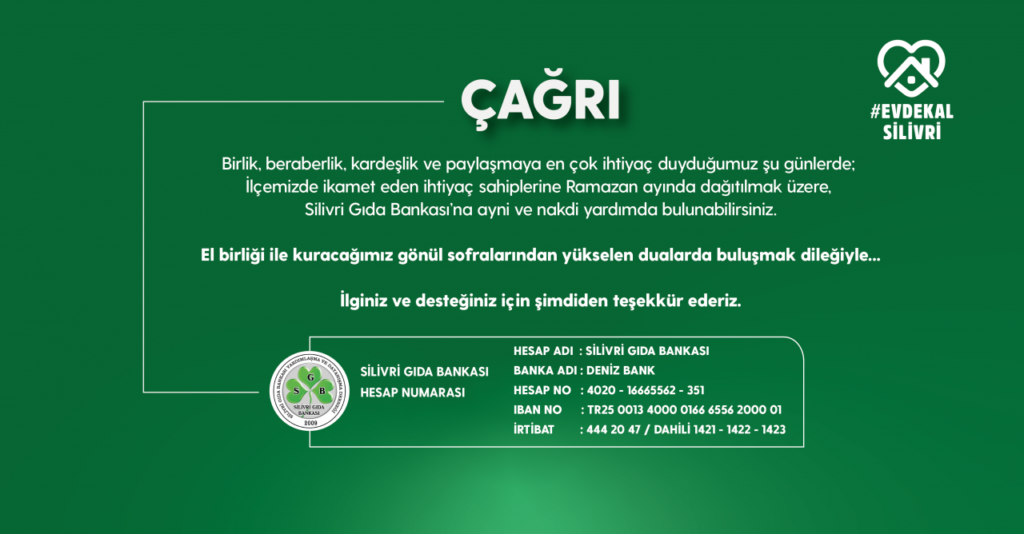 SİLİVRİ GIDA BANKASI’NA SİZ DE BAĞIŞ YAPABİLİRSİNİZ