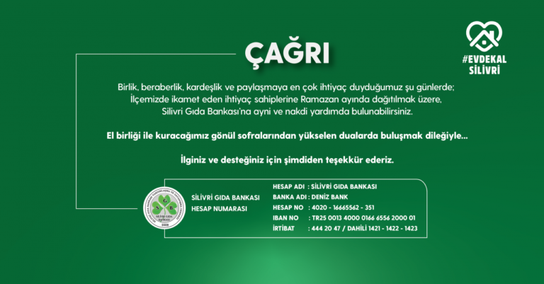 SİLİVRİ GIDA BANKASI’NA SİZ DE BAĞIŞ YAPABİLİRSİNİZ