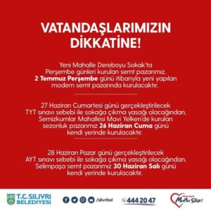 Silivri’de semt Pazar yerlerine yeni düzenleme