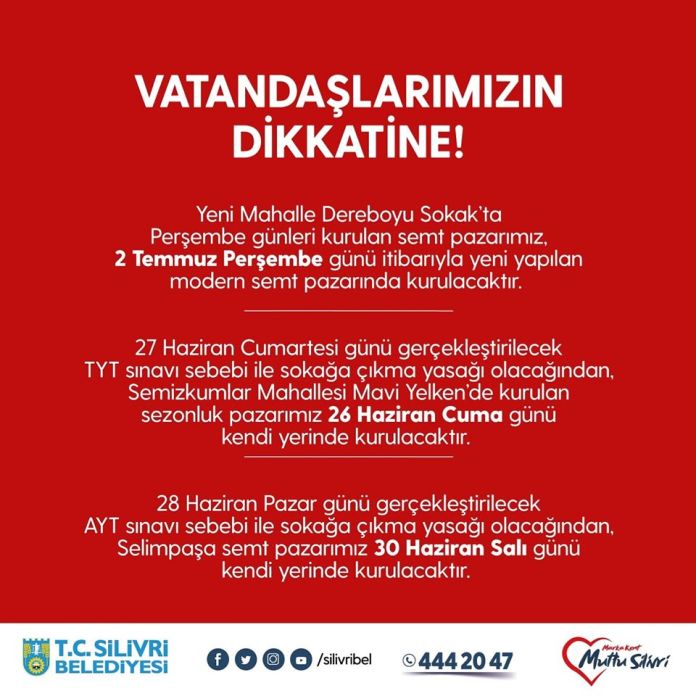 Silivri’de semt Pazar yerlerine yeni düzenleme