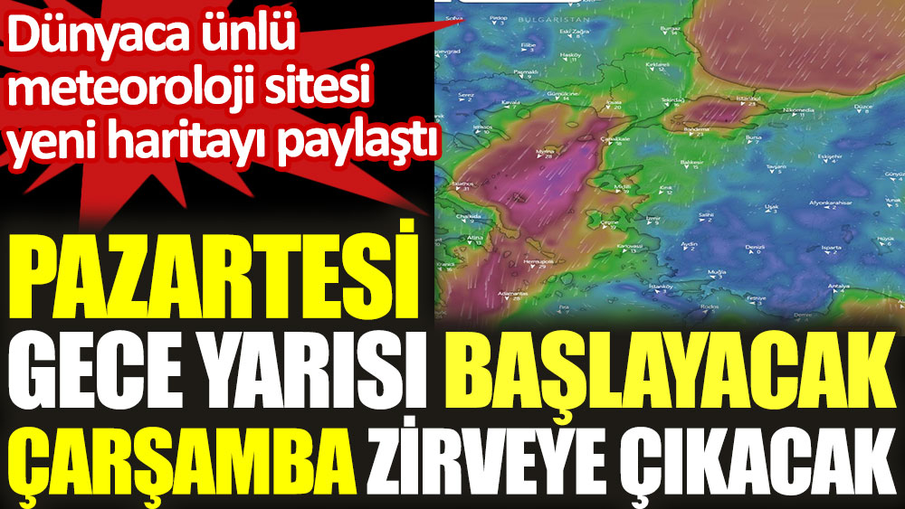 Pazartesi gece yarısı başlayacak fırtına Çarşamba günü zirveye çıkacak.