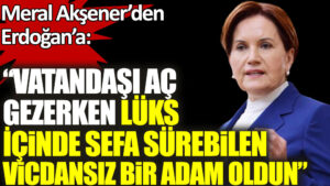 Meral Akşener’den Erdoğan’a: Vatandaşı aç gezerken lüks içinde sefa sürebilen vicdansız bir adam oldun