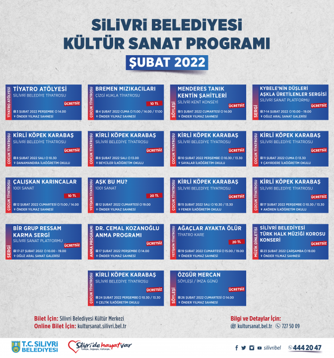 SİLİVRİ BELEDİYESİ ŞUBAT AYI KÜLTÜR VE SANAT PROGRAMI BELLİ OLDU