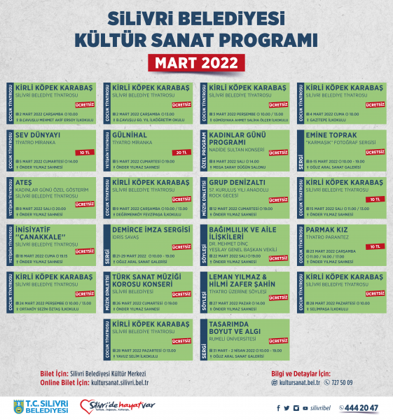 MART AYI KÜLTÜR VE SANAT PROGRAMI BELLİ OLDU