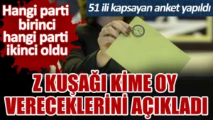 Z kuşağı kime oy vereceklerini açıkladı. 51 ilde yapılan anket açıklandı. Hangi parti birinci hangi parti ikinci oldu