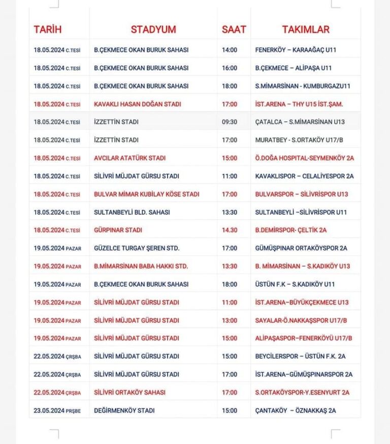 SİLİVRİ Kulüplerimizin maç programı 🥅⚽🥅