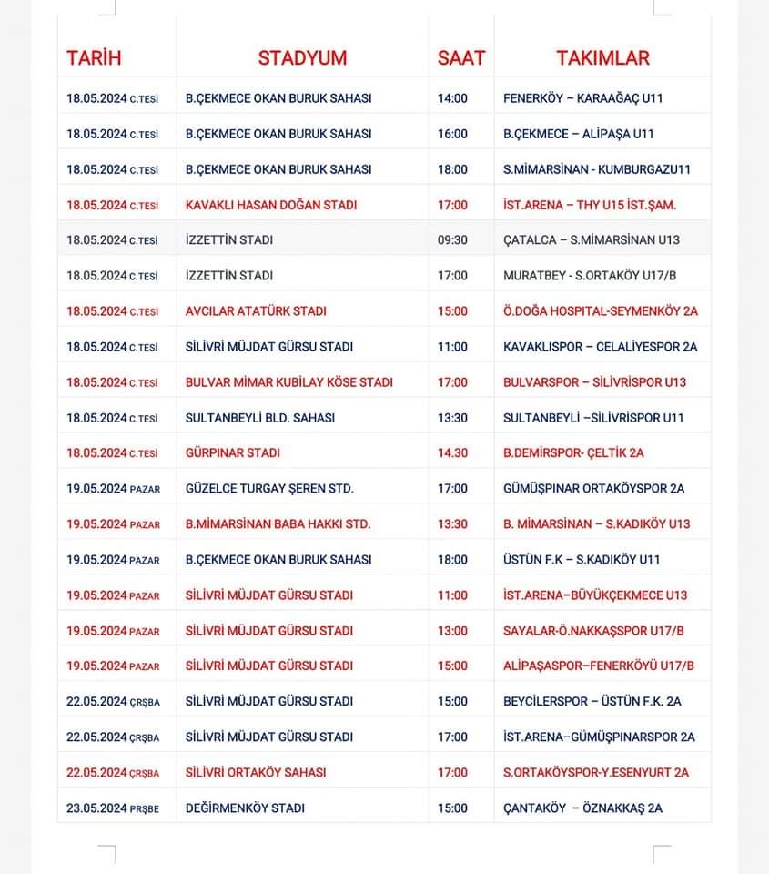 SİLİVRİ Kulüplerimizin maç programı 🥅⚽🥅