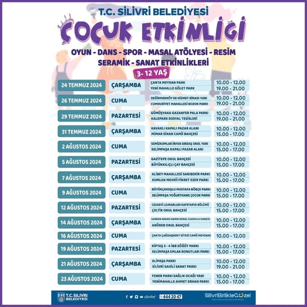Silivri Belediyesi Çocuk Etkinlikleri Başlıyor