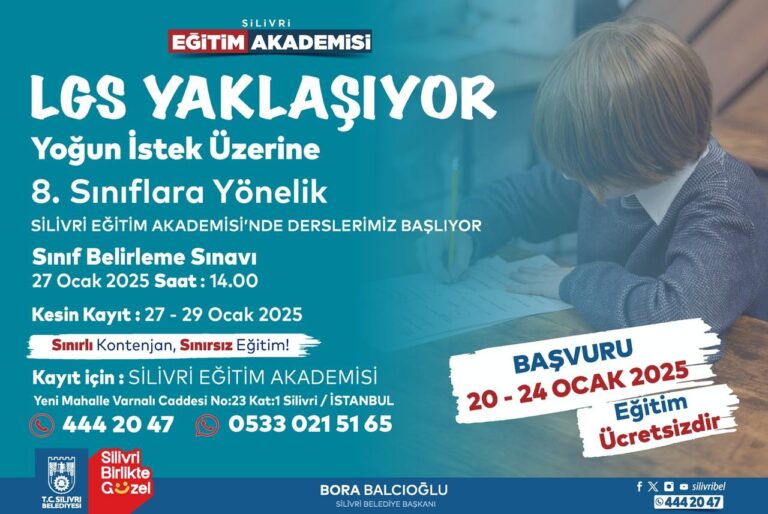Silivri Belediyesi Eğitim Akademisi’nde Ücretsiz LGS Dersleri Başlıyor!