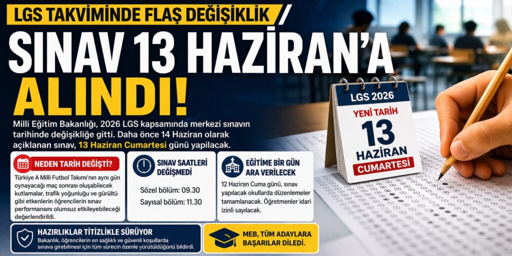LGS takviminde flaş değişiklik: Sınav 13 Haziran’a alındı
