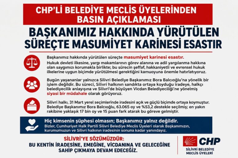 CHP’li Meclis Üyelerinden Balcıoğlu Açıklaması: “Masumiyet Karinesi Esastır”
