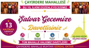Çayırdere Mahallesi’nde İlk Kez “Şalvar Gecesi” Düzenlenecek